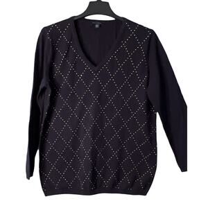 Tommy HilfigerWomens Pullover Sweater Size XL Blue Long Sleeve Stone Embellish